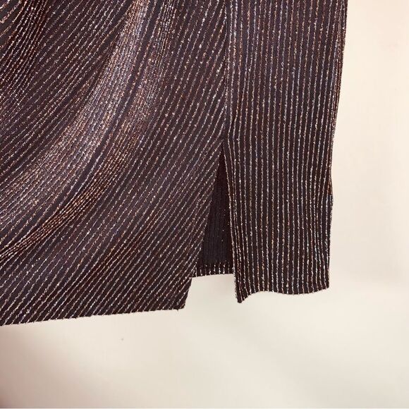 NWT Sexy Formal Prom Dress Black Metallic Shimmer Slit Party Bodycon Wedding - Picture 6 of 12